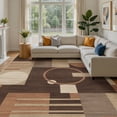 thumbnail image 3 of MICGEEK 9x12 Washable Area Rugs for Living Room, Modern Geometric Printed Rug, Vacuum-Friendly, Non Slip Indoor Rug for Bedroom Dining Room Home Decor Carpet, Brown/Beige, 3 of 9