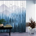 thumbnail image 4 of 84 Inch Blue Misty Forest Shower Curtain Set Ombre Navy Blue White Waterproof Fabric Shower Curtains Nature Tree Mountain Woodland Decorative Bathroom Bath Curtain Decor (Blue, 72 × 84), 4 of 5