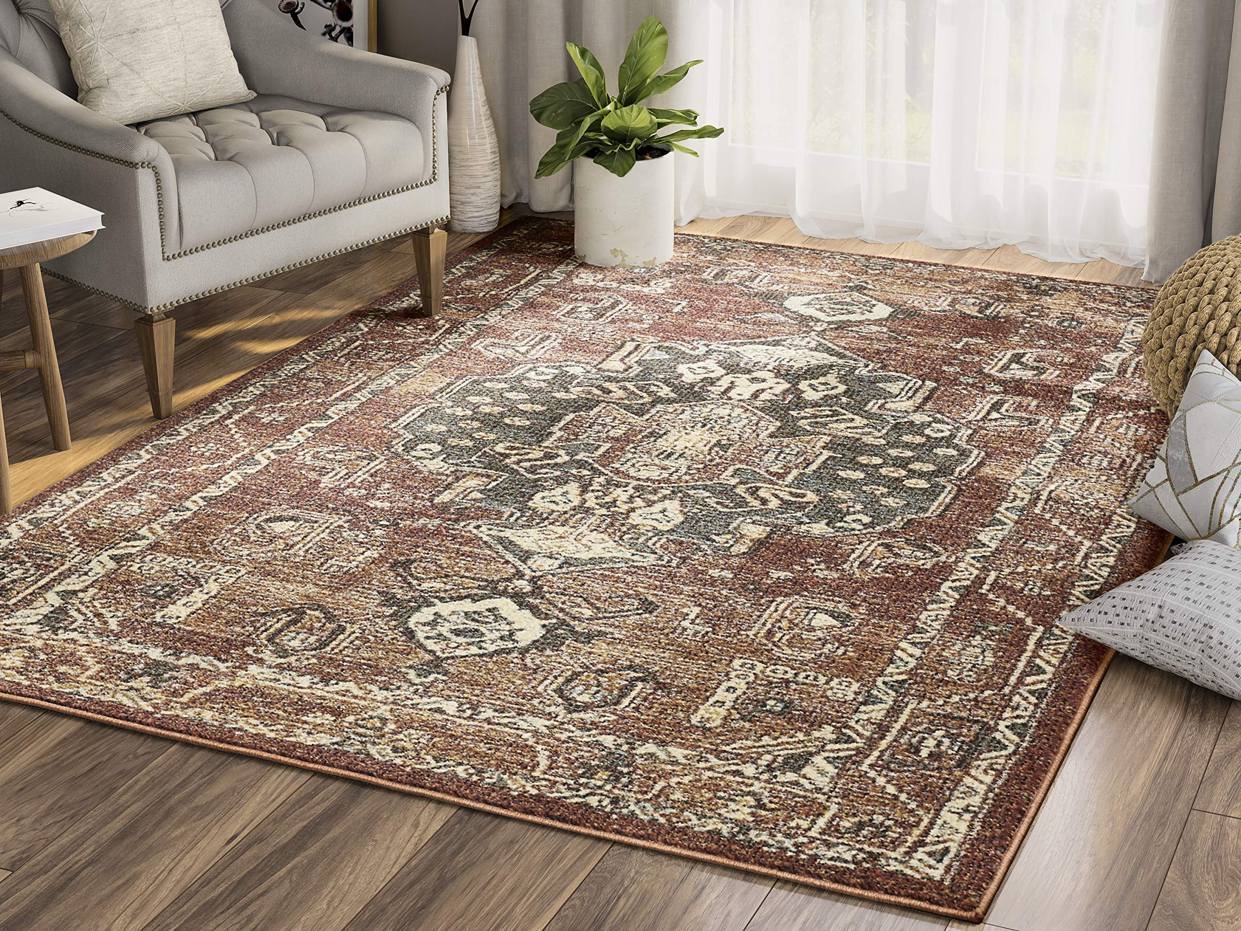 Abani Mesa Collection Southwest Tribal Medallion 3' x 5' Terra Cotta ...