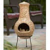 Outdoor Wood Burning Clay Chimenea with Metal Stand