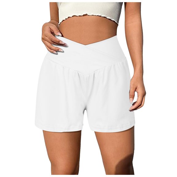 WAYUTE Womens Shorts High Waisted Flowy Solid Color Joggers Running Sports Lined Workout Athletic Yoga Shorts