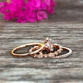thumbnail image 2 of 10k Rose Gold Anniversary Gift Art Deco 2.25 Carat 6mm Round Cut Aquamarine Wedding Ring Set Diamond Matching Band Anniversary Gift, 2 of 5