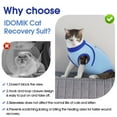 thumbnail image 5 of IDOMIK Soft Cat Recovery Suit Cat Onesie after Surgery with Hook and Loop Cat Cone Alternative Wound Protection Post-Surgery Skin Diseases, Blue, S, 5 of 7