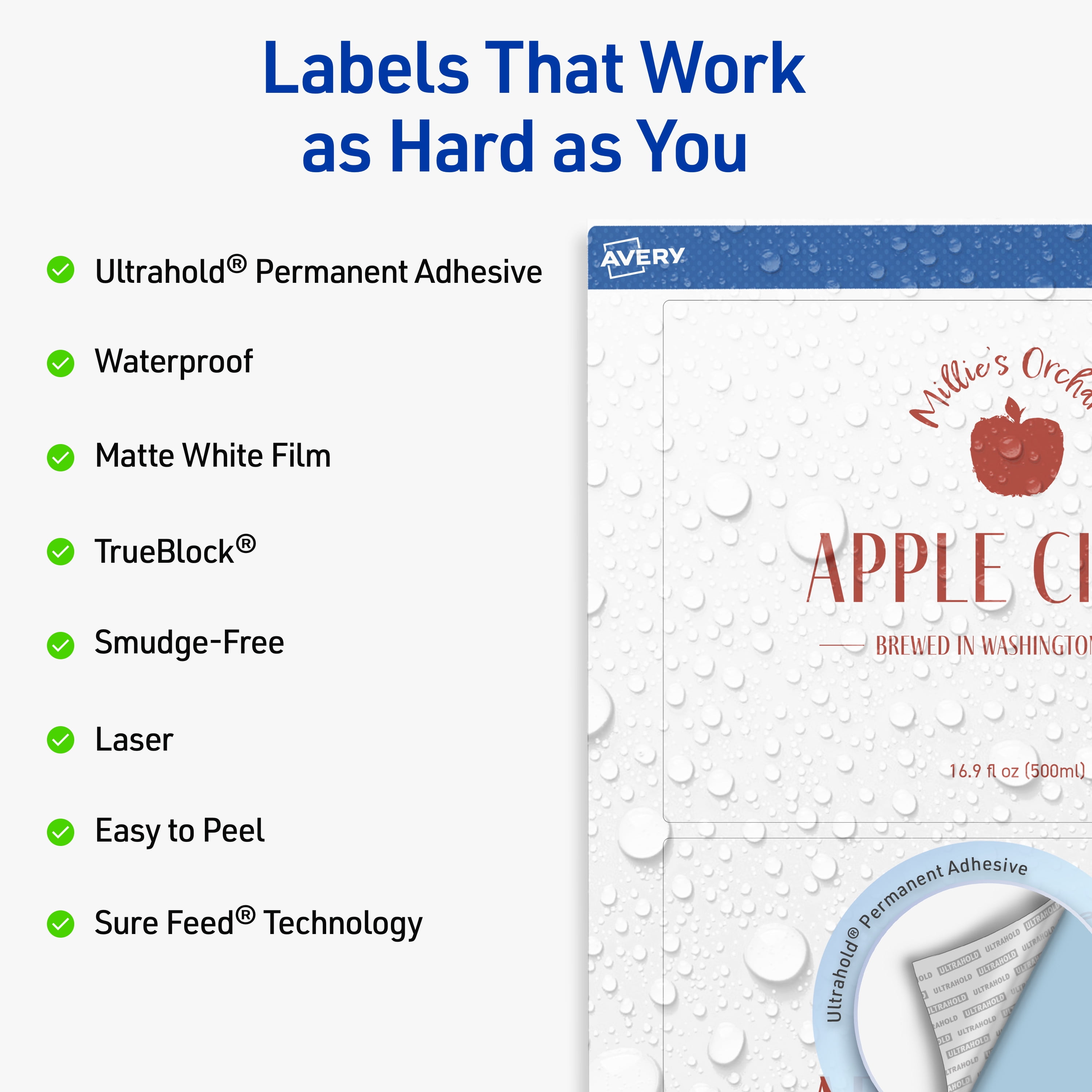 Avery Waterproof Rectangle Labels, 5" x 7", 100 Total