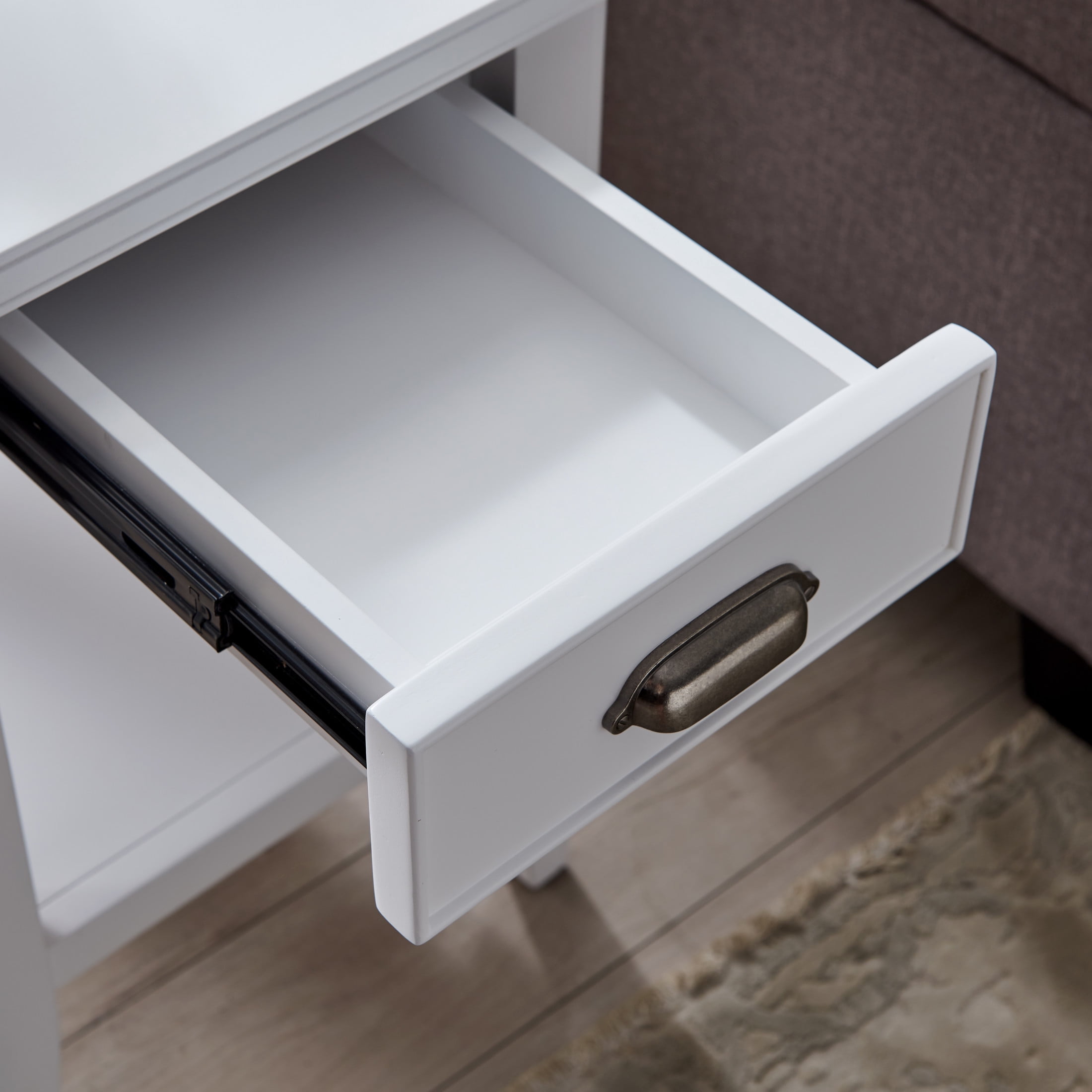 Leick Home Laurent Chairside Table with Drawer and Display Shelf, White