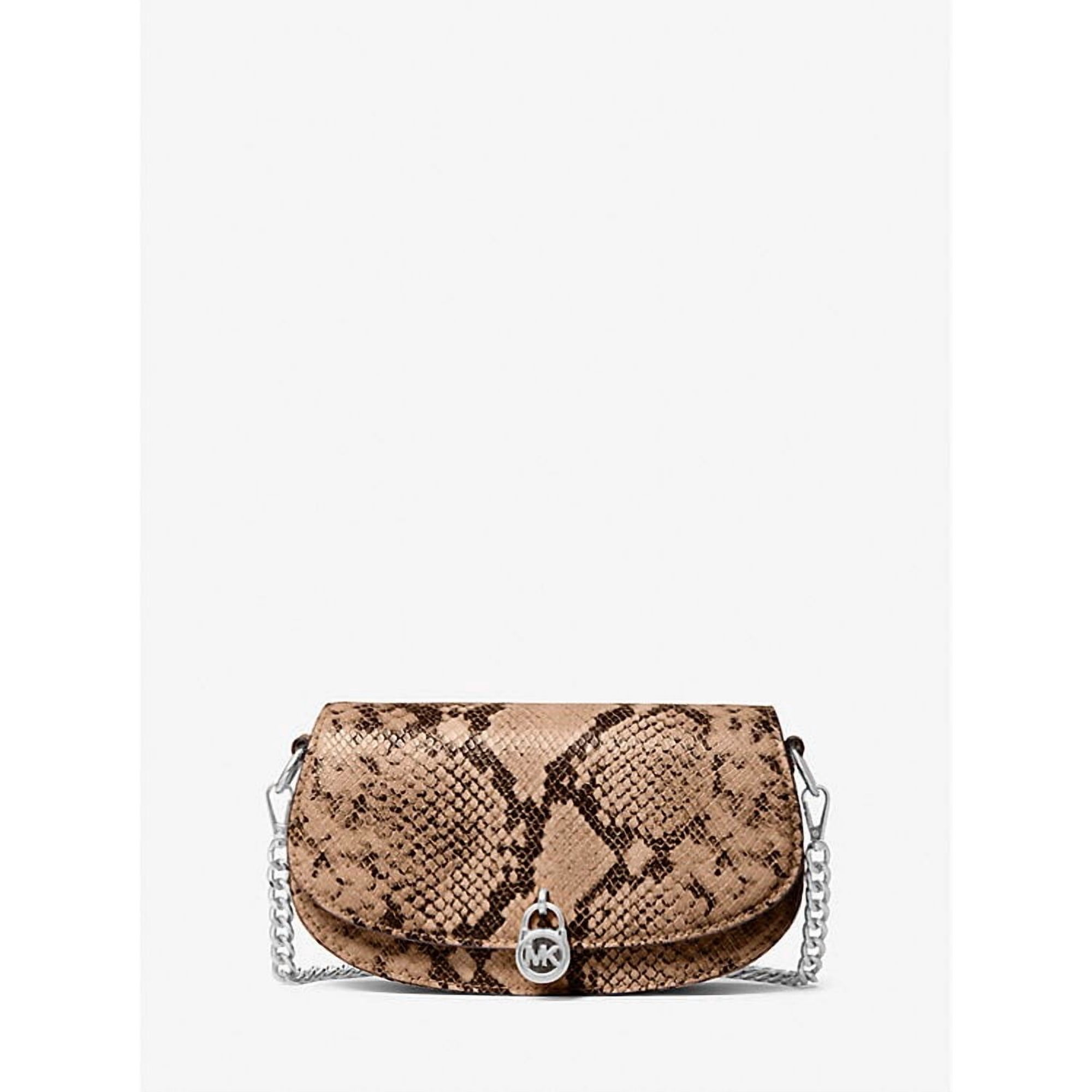 Michael Kors Outlet Mila Small Snake Embossed Convertible Crossbody Bag - Drftwood