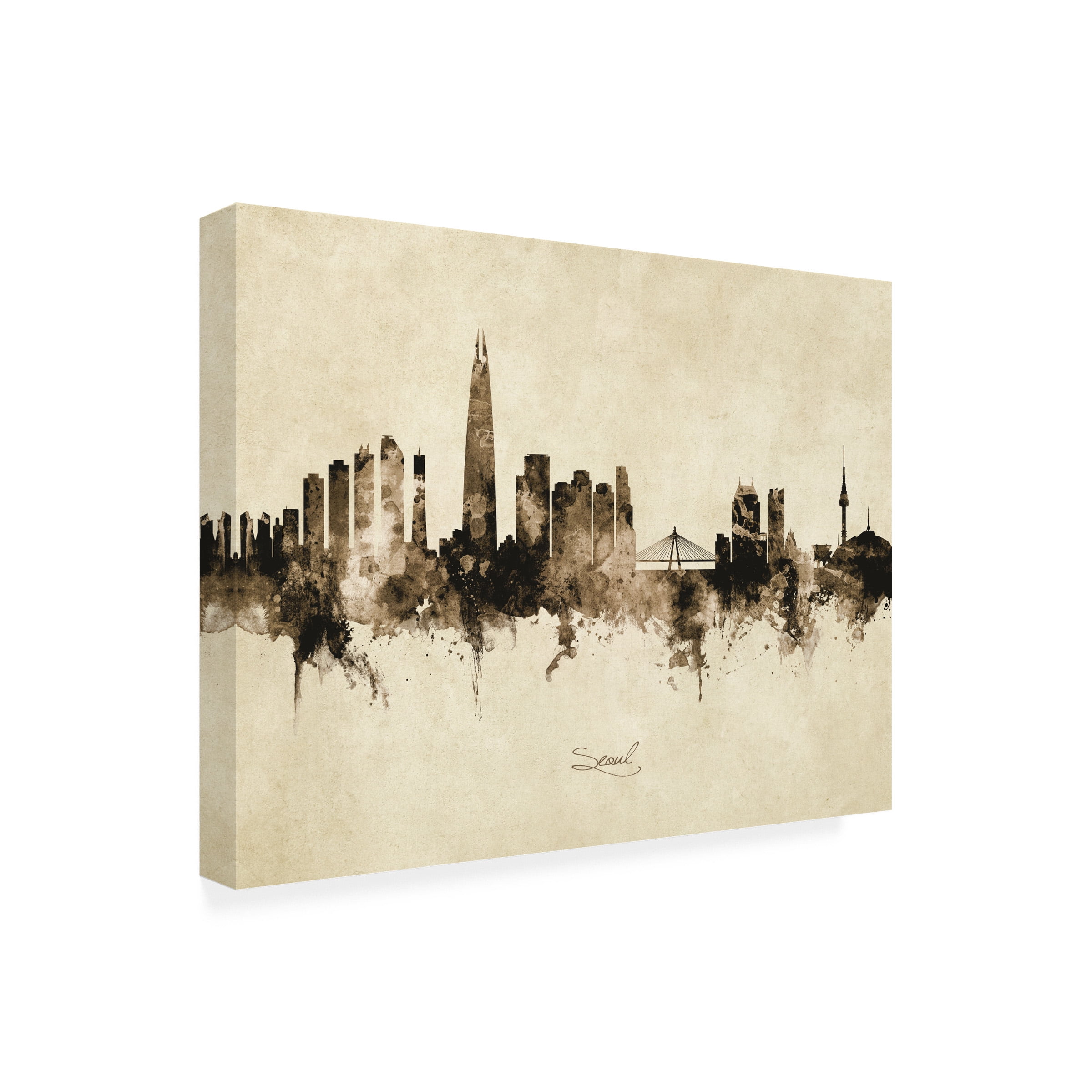 Michael Tompsett 'Seoul Skyline South Korea Vintage' Canvas Art