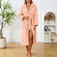 thumbnail image 2 of HBGVBA Hooded Flannel Robe for Women,Solid Bathrobe with Pockets,Cozy Loungewear Sleepwear, 2 of 5