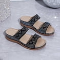 thumbnail image 6 of Pandaie Womens Sandals Rhinestone Orthopedic Summer Wedge Slides with Arch Support Ladies Sparkly Bohemian Casual Walking Shoes with Hook and Loop Black Size 8, 6 of 9