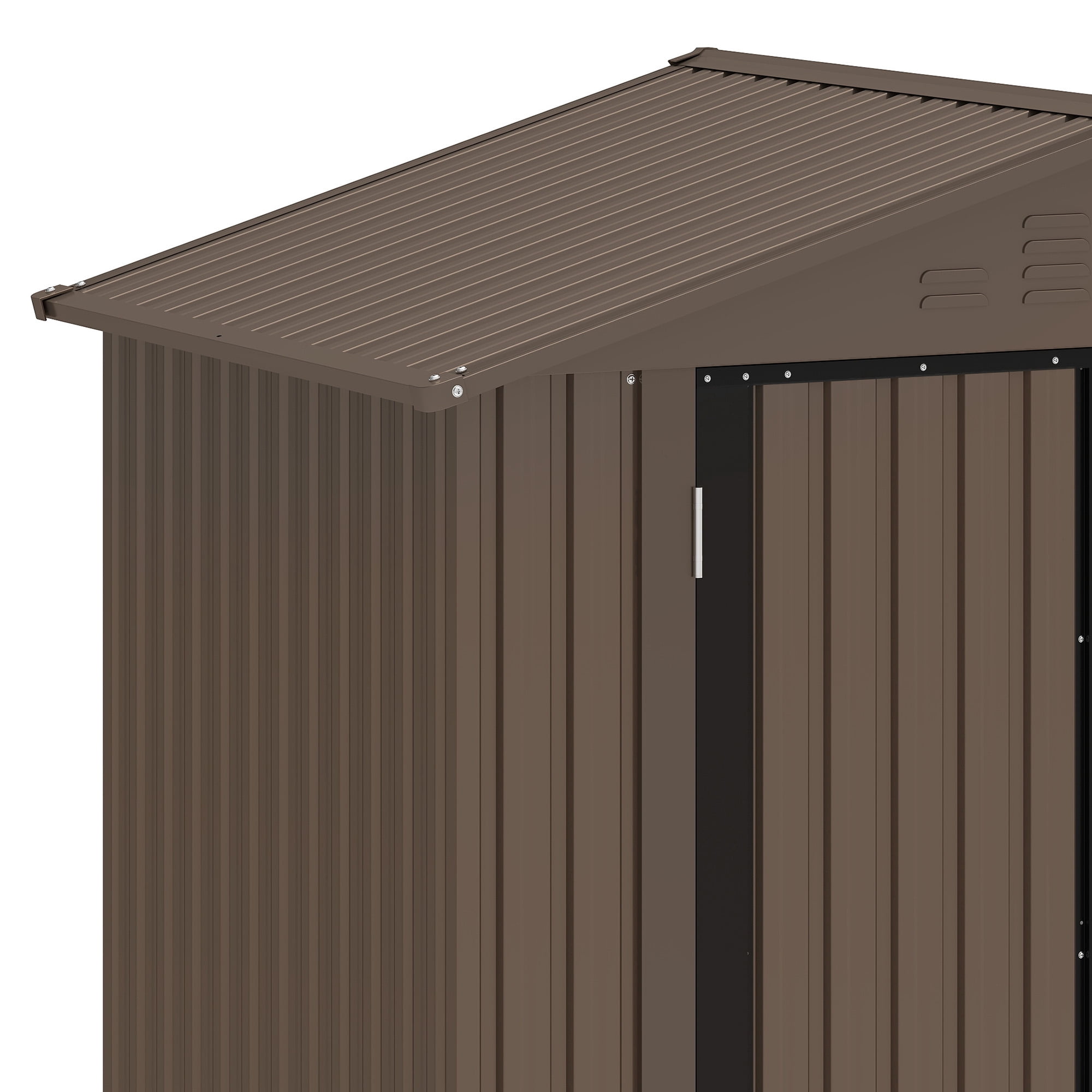 Uforic 6x4ft Metal Outdoor Storage Shed, Lockable and Waterproof with Gable Roof & Vents, Brown