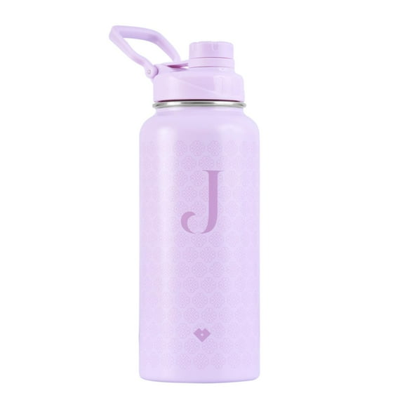 Termo de Acero Inoxidable Iniciales LuckyLy, Botella de Agua 1L, Letra A lila 1L