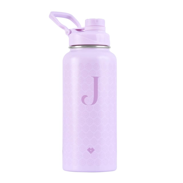 Termo de Acero Inoxidable Iniciales LuckyLy, Botella de Agua 1L, Letra A lila 1L