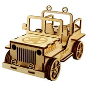 StonKraft Wooden 3D Puzzle Military Jeep - Desk Organizer, Pen Stand, Card Holder - Easy to Assemble