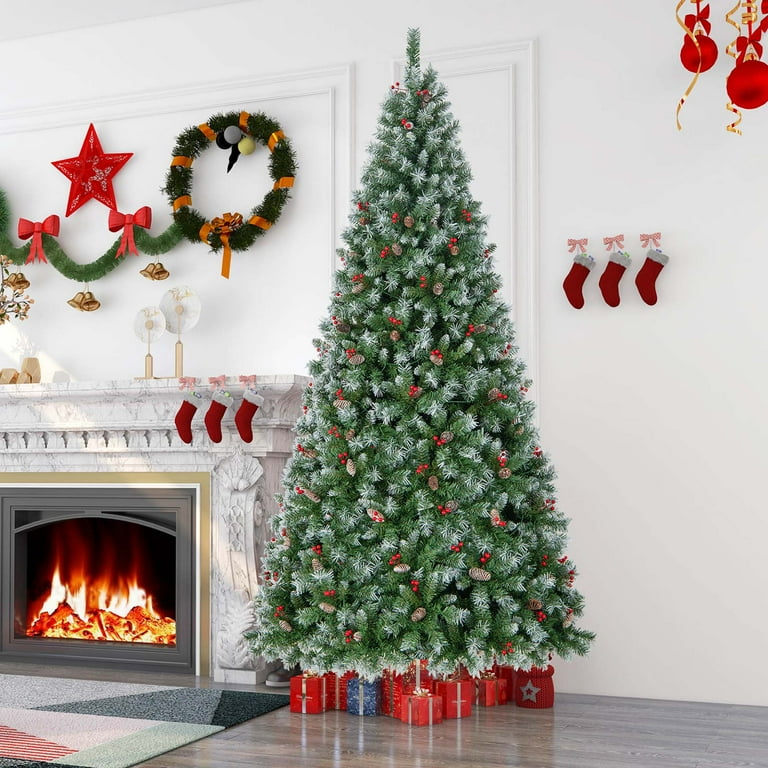 Costway 9 FT Artificial Christmas Tree, 650 Warm LED Lights, 309