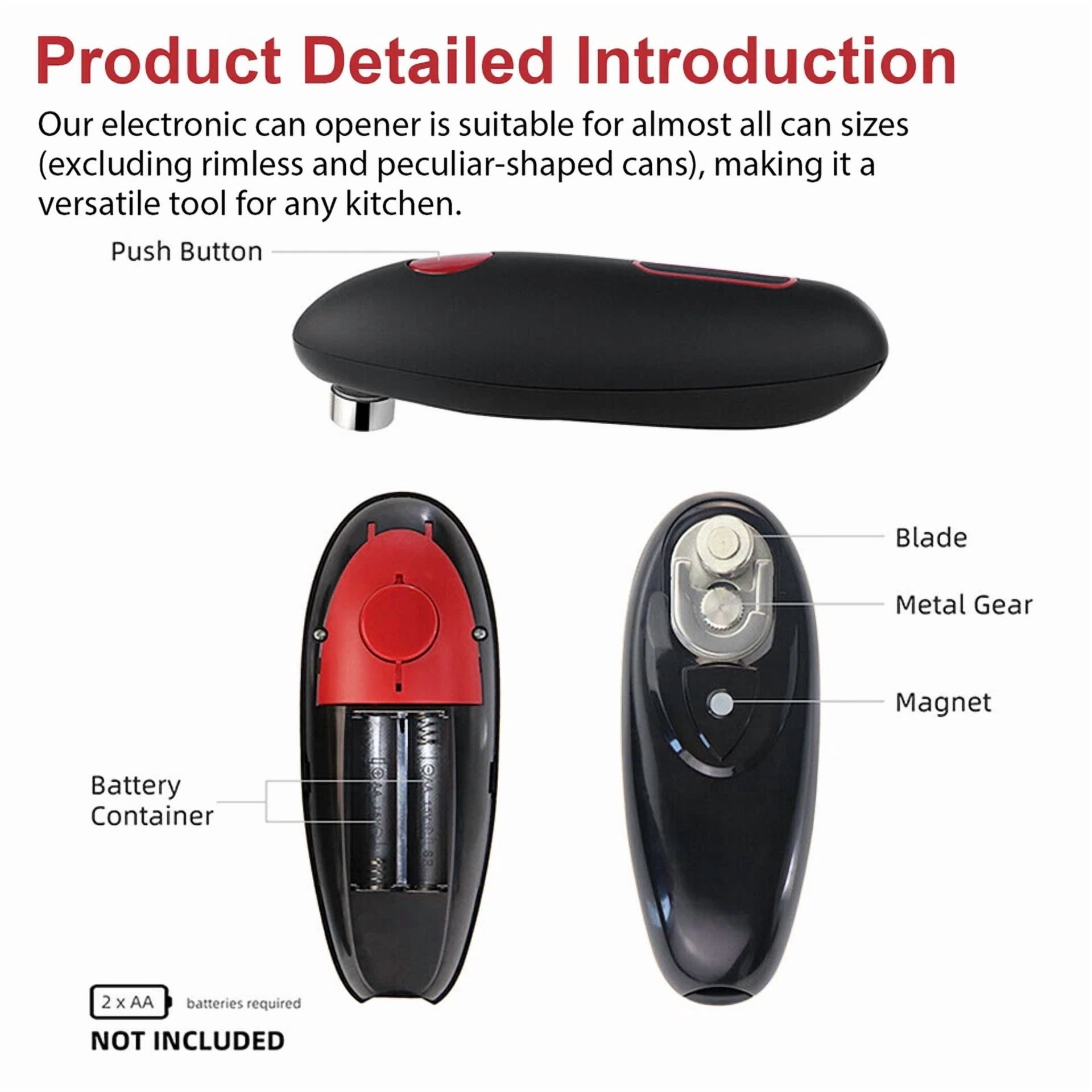 Battery Powered Can Opener W/ Smooth Edge Automatic Kitchen Tool Hands-Free