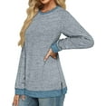 thumbnail image 3 of Fantaslook Sweatshirt for Women Long Sleeve Tunic Tops Color Block Crewneck Sweatshirts Side Split, 3 of 7