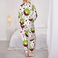 thumbnail image 3 of Pajama Sets for Women 2 Pcs, Kiwi Chocolate Print Button Down Long Sleeve Sleepwear Lounge PJ Sets, 3 of 6