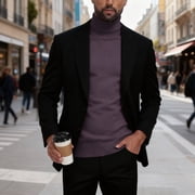 Men's Base Layer Shirt Long Sleeve Turtleneck Solid Pullover Tops Purple 2XL