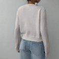 thumbnail image 5 of Women's Cardigan Sweaters Lightweight Round Neck Long Sleeve Outfits for Fall Fashion 2025, Short Top for Casual Wear,Light Gray,XL, 5 of 6