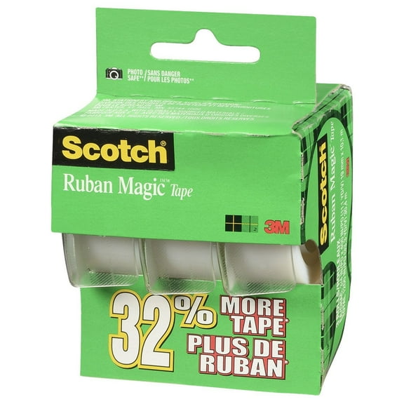 3M Scotch Magic Tape Scotch 3105 - Invisible Finish - 3 Pack, 3/4" x 300"