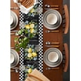 thumbnail image 2 of ERUNPONLY Summer Lemon Table Runner - 48 Inch Long Vintage Black Plaid Blue Spring Floral Cotton and Linen Blended Dress Scarves Farmhouse Table Runner for Kitchen Dining, Coffee Table, 13"x48", 2 of 8