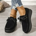 thumbnail image 2 of Chaussures de Course Femme Bout Rond à Lacets à Enfiler Semelle Épaisse Talon Compensé Mocassins Uni, 2 of 9