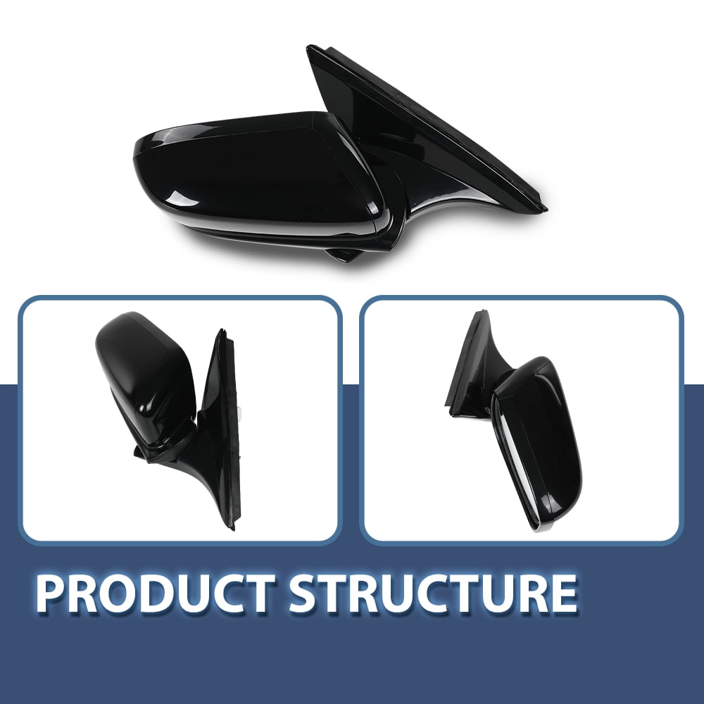Power Mirror Front Passenger Side Gloss Black Fit for Honda Accord 2003-2007 3-Pin Manual Folding