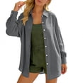 thumbnail image 1 of Craaazy Women's Relaxed Fit Collared Blouse, Solid Color Long Sleeve Button Down Top, Loose Comfy Cotton Casual Shirt for Spring & Fall Gifts, 1 of 5