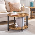 thumbnail image 2 of End Tables Set of 2 - Half Round Design with Shelves - Rustic Industrial Style, 2 of 9