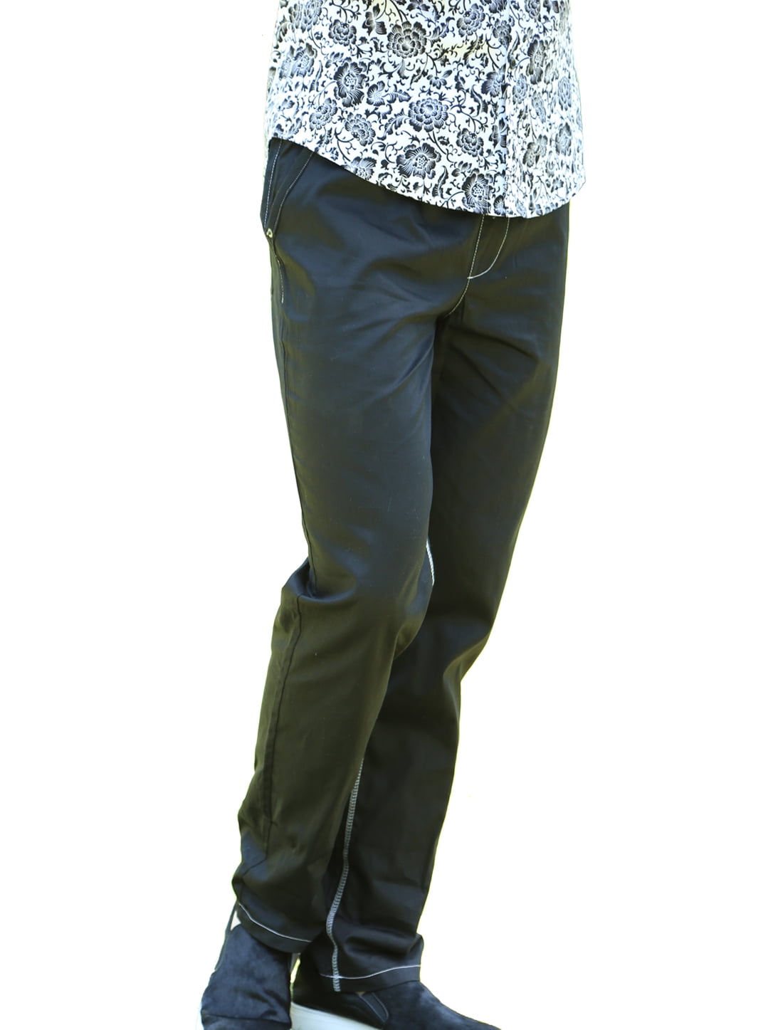 Download Men Stitching Details Mock Fly Casual Drawstring Pant ...