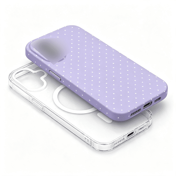 HBMYN for Iphone 17 Case Cute Polka Dot Aesthetic Design Simple Cover 6.3",Thin Slim Anti-Scratch Soft Tpu Bumper Shockproof Rubber Protective Phone Cases for Women Girls,Magnetic Purple