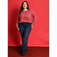 thumbnail image 4 of CASSIE LIZ Plus Size Tops 3X Womens Long Sleeve Shirts Fall V Neck Red Boho T Shirts Fashion Drawstring Tunics Loose Fit Summer Blouses Casual Pullovers 3XL 22W 24W, 4 of 5