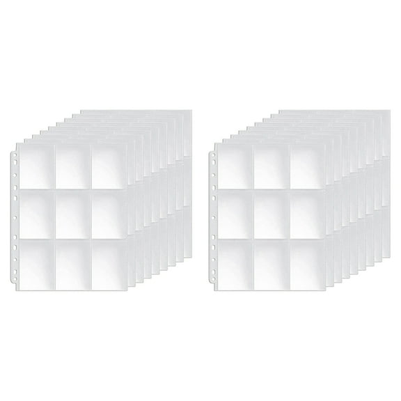 2025 New! 100X Pockets Double-Sided Trading Card Pages Sleeves 9-Pocket Clear Plastic Game Protectors for Fit 3 Ring Binder