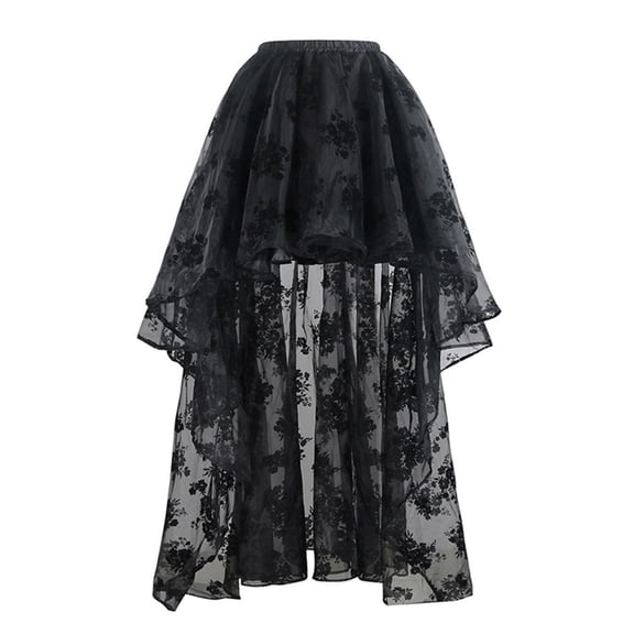 Wxqbjtam Layered Mesh Tulle Skirt Women High Low Tutu Skirts for Bridal Shower Formal black