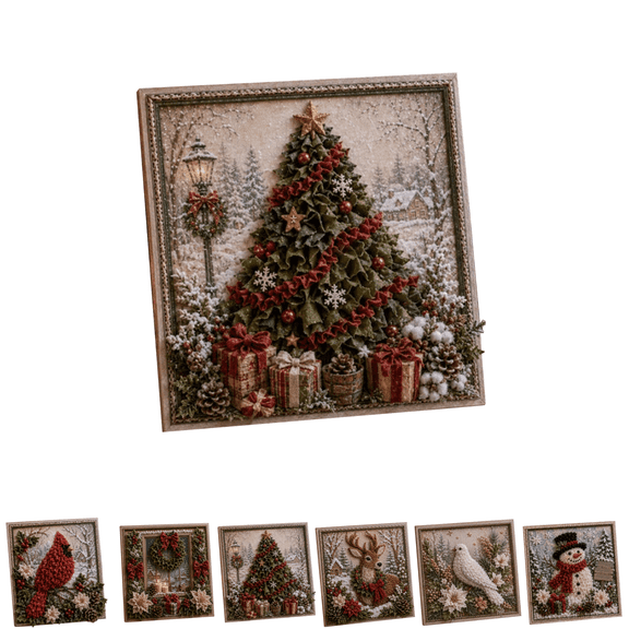 3D Christmas Fabric Poke Art Kit, NoâSew DIY Holiday Craft Kit for Adult Beginners, Handmade Vintage Fabric Poke Art Kit, Holiday Home & Tabletop Decoration