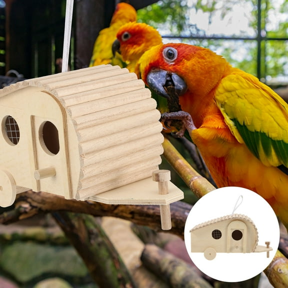 WINOMO Wood Bird House for Birds in Wood Design 1Pcs