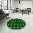 thumbnail image 4 of Ahgly Company Machine Washable Indoor Round Transitional Dark Forest Green Area Rugs, 8' Round, 4 of 7