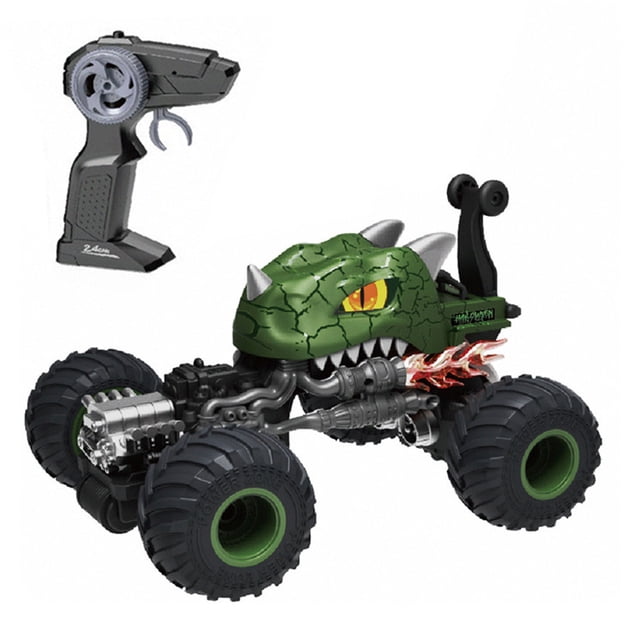 RC Coche, RC Stunt Car para niños 2.4GHz Control remoto Car 1/14 RC Dinosaur Car Roll Abody Verde