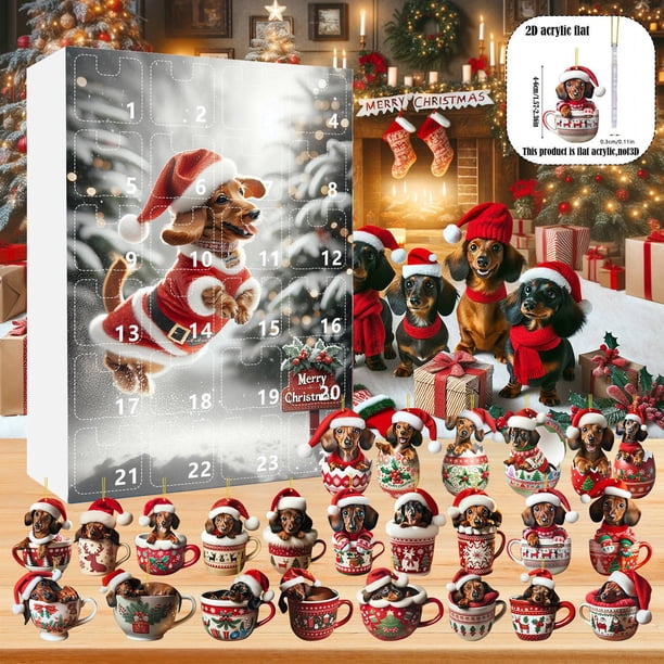 Hot6sl Liquidación de Ahorros de Verano Calendario de Vacaciones 2024 Calendario de Vacaciones En Navidad 24 Días de Edad Colgante de Papá Noel Adornos Pollo para Navidad En 2D para Fiesta de Navidad