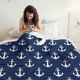 thumbnail image 5 of Anchor Sherpa Throw Blankets Blue Coastal Nautical Beach Themed Bed Blanket Cozy Home Decor Gift Blanket 50x60 Inch with 2 Pillow Covers, 5 of 6
