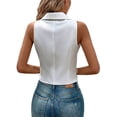 thumbnail image 2 of Alvivi Women's Lapel Collar V Neck Waistcoat Button Sleeveless Vest Blazer Jacket Top White XL, 2 of 3
