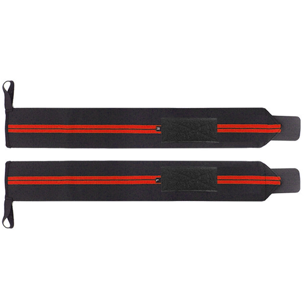 Wusi Wrist Wraps Support Weight Lifting: Weightlifting Crossfit Wrist Wraps Powerlifting Strength - Gym Benching Wrist Wrap Powerlifting for Men ＆ Women(24.8inch, Red Stripes)