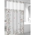 thumbnail image 4 of Vintage Botanical No Hook Shower Curtain Waterproof,Bathroom Curtains with Snap in Liners and See Through Top Window,Spring Floral Botterfly Summer Flower Hotel Bathtub Curtains Shower 36"Wx78"L, 4 of 8
