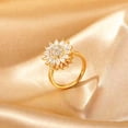 thumbnail image 3 of Rotating Sunflower Ring With Full Diamond Adjustable Opening Gold Rose Gold White Gold Women Jewelry Korean Style, 3 of 7