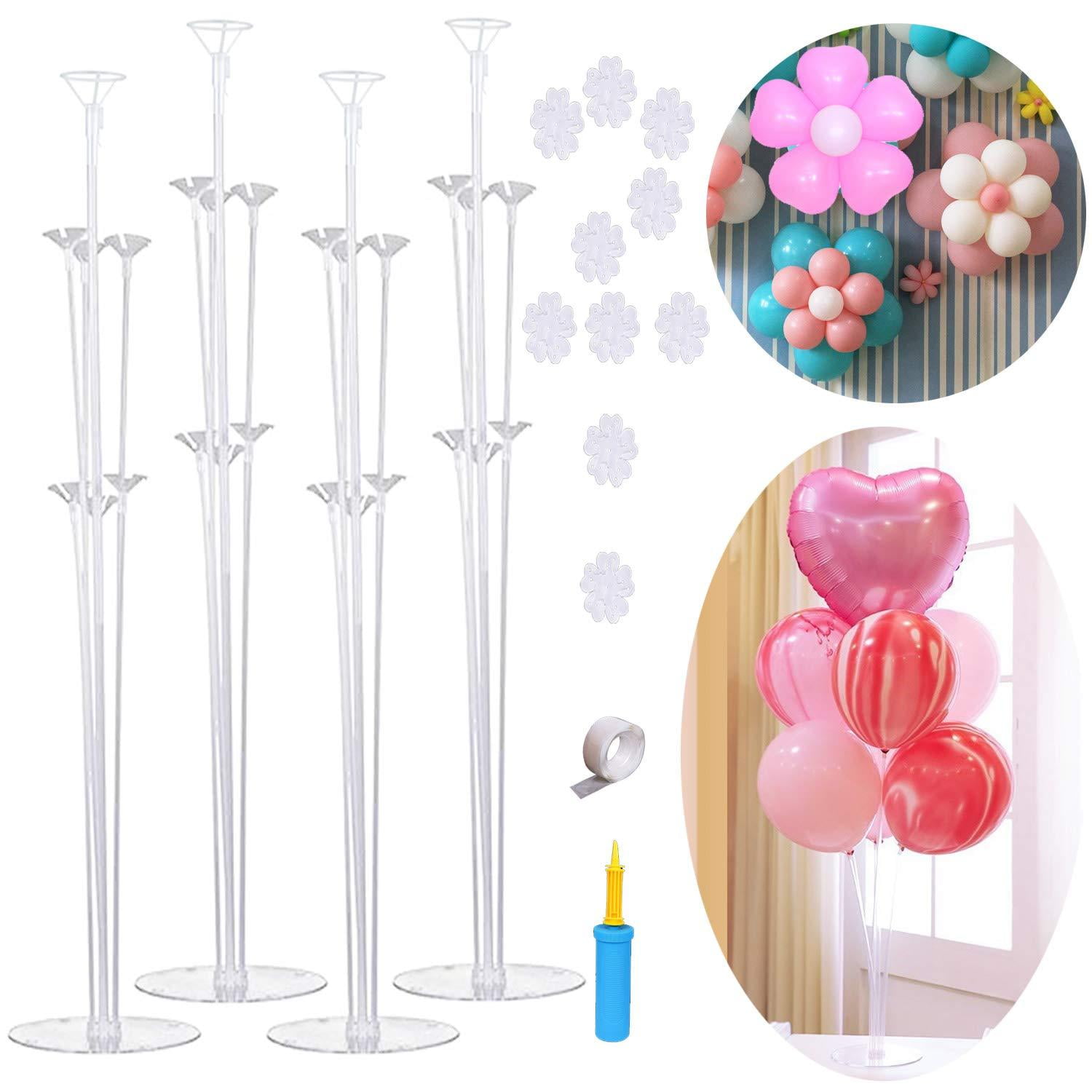 Table Balloon Stand Kit-4 Sets,Reusable Clear Balloon Holder(7 Balloon ...