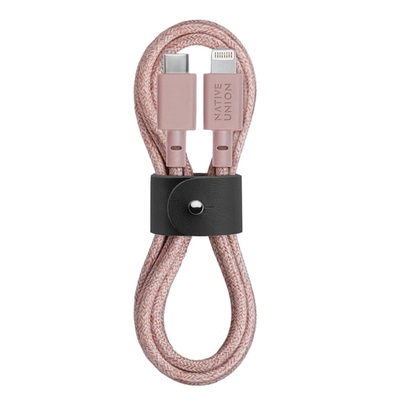 Native Union Belt Cable - 4ft Ultra-Strong Reinforced USB Type C Charging Cable (Rose)