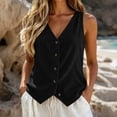 thumbnail image 2 of V Neck Button Front Corduroy Vest Top Solid Casual Layering Waistcoat for Women Spring Fall Daily Office Wear S-XXL, 2 of 6