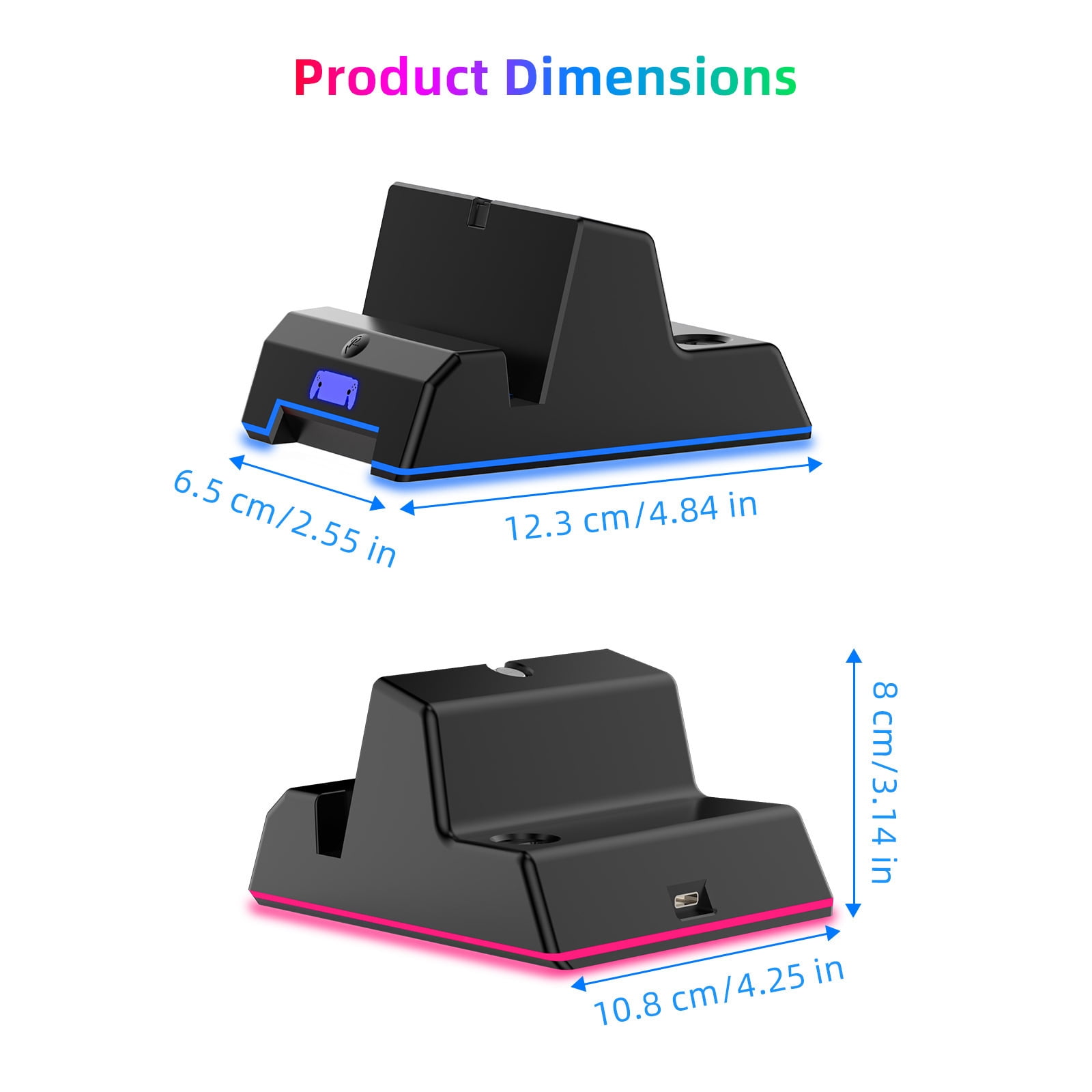 Charging Dock for Playstation Portal Remote Player, with 5 RGB Light Modes and Type-C Cable,PS5 Portable Accessories