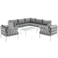 thumbnail image 2 of Modway Harmony 8 Piece Outdoor Patio Aluminum Sectional Sofa Set in White Gray, 2 of 8