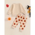 thumbnail image 5 of Aojekbee Baby 2 Piece Halloween Outfit Letter Pumpkin Print Long Sleeve Sweatshirt and Elastic Pants Set for Infant Fall Clothes, 5 of 9